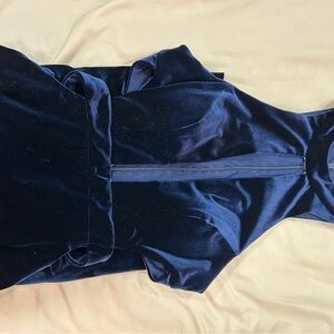 Elegant Navy Blue Velvet Dress